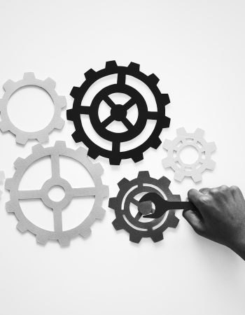 Hand with support gears isolated